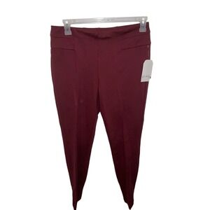 Wonderland Ponte Knit Pants‎ Red Rust Tapered Legs LG Flex Stretch New With Tags
